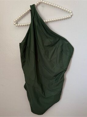 Summersalt The DreamDrape Sidestroke One-Piece Bathing Suit Olive Green Size 22